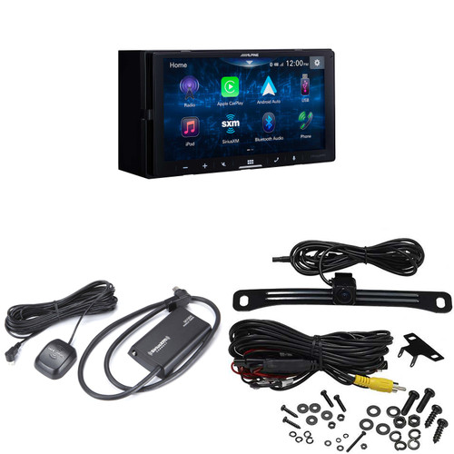 Alpine iLX-W670 7" Mechless Bluetooth Car Receiver Deck with Sirius Tuner and Voxx HD Wide Angle Backup Camera Bundle. Android and iPhone Bluetooth Integration for Android Auto and Apple Car Play. - Used Open Box