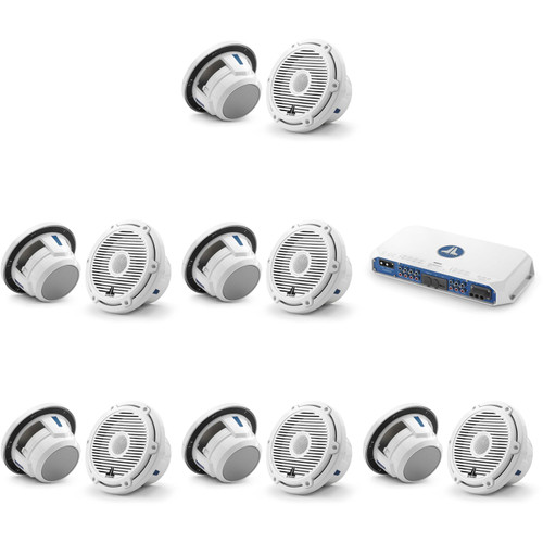 JL Audio MV600/6i w/ (6) M6-770X-C-3Gw 7.7, Gloss White, White Tweeter, Classic Grille Speakers