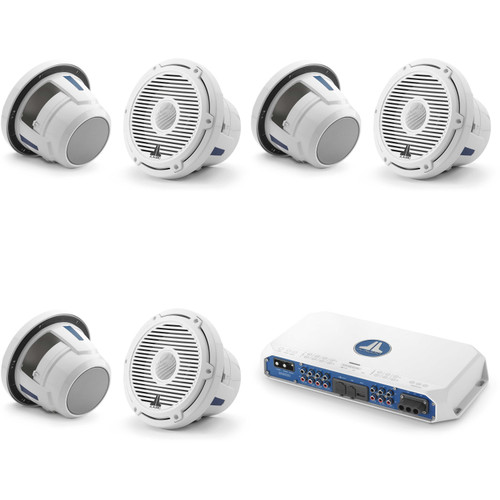 JL Audio MV600/6i w/ (3) M6-880X-C-3Gw 8.8, Gloss White, White Tweeter, Classic Grille Speakers