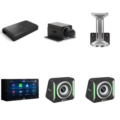 Alpine iLX-W670-S Receiver & (2) S2-SB10 PrismaLink™ S2-Series 10" subwoofer Built-In RGB lighting & S2-A120M Amplifier w/ Rux Bass Knob Bundle