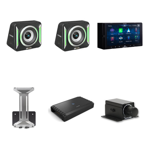 Alpine iLX-W670-S Receiver & (2) S2-SB12 PrismaLink™ S2-Series 12" subwoofer Built-In RGB lighting & S2-A120M Amplifier w/ Rux Bass Knob Bundle