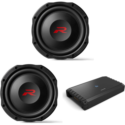 Alpine (2) RS-W10D2 10" Shallow R-Series Sub w/ S2-A120M Mono Amp Bundle