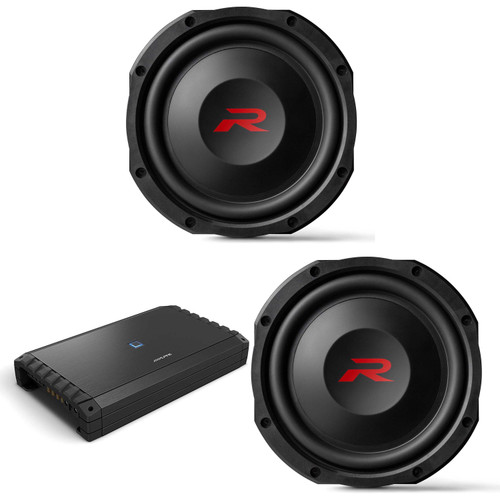 Alpine (2) RS-W10D4 10" Shallow R-Series Sub w/ S2-A120M Mono Amp Bundle