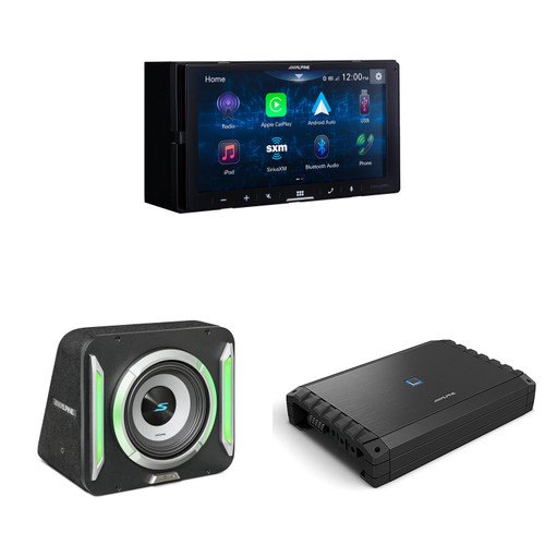Alpine iLX-W670-S Receiver & S2-SB12 PrismaLink™ S2-Series 12" subwoofer Built-In RGB lighting & S2-A55V 5 Channel Amp Bundle