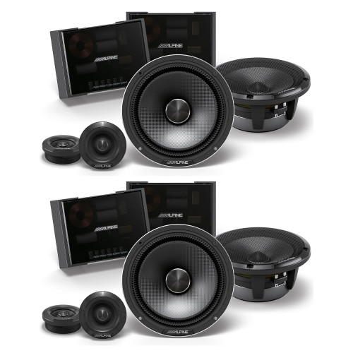 Alpine 2 Pairs HDZ-65CS Alpine Status Series Hi-Res 6.5” 2-Way Slim-fit Component Speaker Set