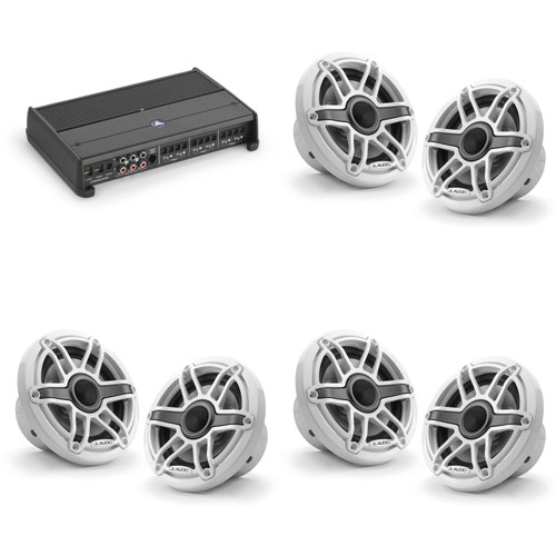 JL Audio XDM600/6 w/ (3) M6-650X-S-GwGw, Gloss White, Sport Grille Speakers