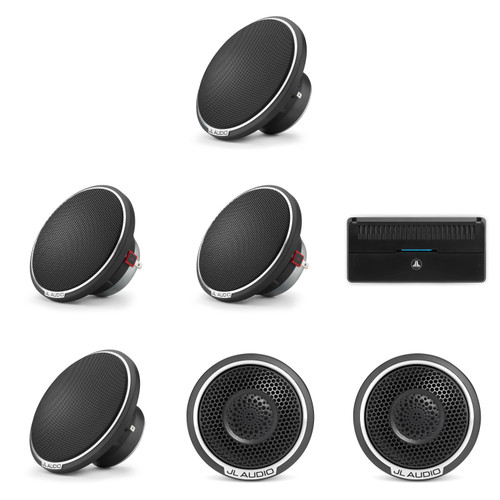 JL Audio C7 3-way Active Component Set-1 pair each of 1 inch tweeters, 6.5 inch woofers, and 3.5 inch drivers & RD800/6 Amplifier Audio Upgrade Bundle