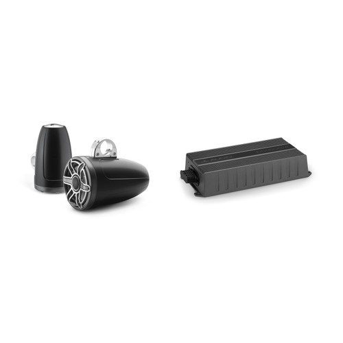 JL Audio M6 8.8" Wake Tower Speaker and Amp Bundle ( Sport Grill Titanium & MX500/4)