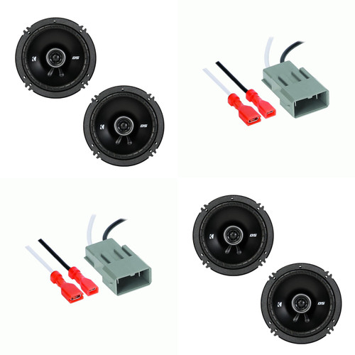 KICKER Speakers 6.5 inch for Honda Civic 2002-2020 Upgrade Kit - 4 Pack of DS Series with Harness, Coaxial 6 1/2 Car Audio Front Door and Rear Deck Speaker 43DSC6504