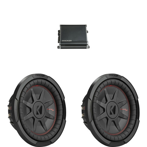 Kicker 10 Inch Comp RT Thin Woofer Includes Two 48CWRT102 Package with 46CXA8001 Amplifier