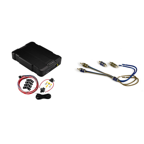 Kicker 51HS12 Hideaway Compact Powered Subwoofer, 12-Inch & 46KISL K-Series Interconnect, Speaker Wire To RCA Adapte