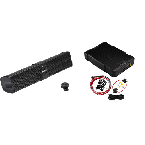 Kicker 47KPB1 PowerBar KPB1 20-inch BlueTooth Powered UTV Soundbar, Black Weather-Proof Enclosure w/ 51HS12 Hideaway Compact Powered Subwoofer, 12-Inch Bundle