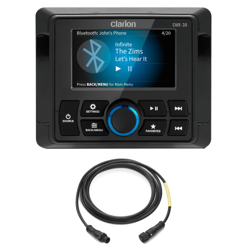 Clarion CMR-30 Marine Wired Remote with Full-Color LCD Display w/ CMC-RC-6 6 ft (1.83 m) Remote Extension Cable