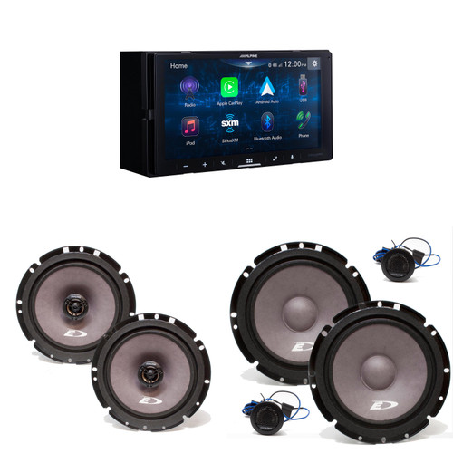 Alpine iLX-W670-S Digital Multimedia Receiver w/ A Pair Alpine SXE-1751S 6.5" Component and A Pair SXE-1726S 6.5" Coax Speakers