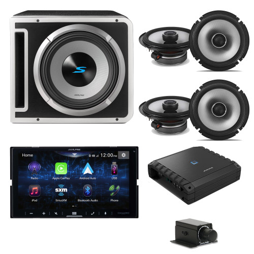 Alpine ILX-W670 Receiver & (2) S2-S65 6.5" Coax speakers, S2-SB10V 10" enclosure w/ S2-A60M Mono - Rux Bundle - Used, Open Box