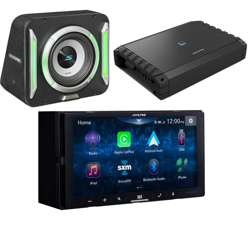 Alpine ILX-W670 Receiver & S2-SB10 PrismaLink™ S2-Series 10" subwoofer Built-In RGB lighting & S2-A55V 5 Channel Amp Bundle - Used, Open Box
