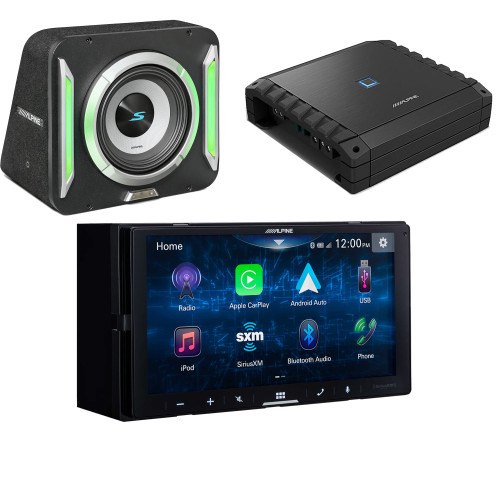 Alpine ILX-W670 Receiver & S2-SB12 PrismaLink™ S2-Series 12" subwoofer Built-In RGB lighting & S2-A60M Amplifier Bundle - Used, Open Box