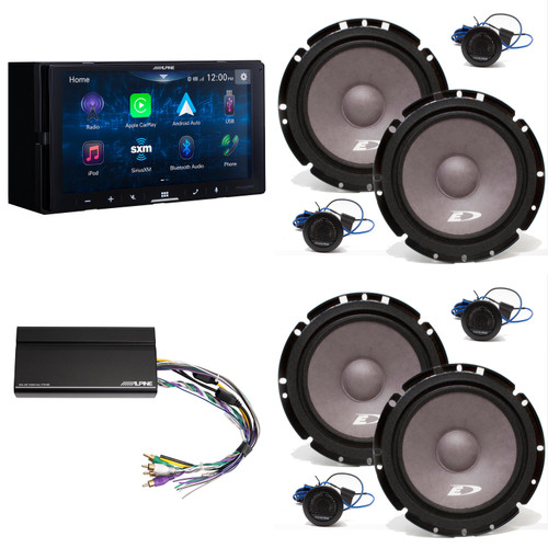 Alpine iLX-W670-M 6.75-inch Shallow-Chassis Digital Multimedia Receiver Compatible with iDatalink® Maestro®  w/ 2 Pairs Alpine SXE-1751S 6.5" Component Set & Power Pack