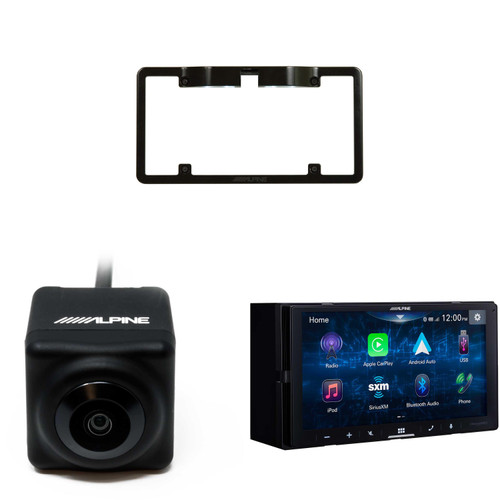 Alpine iLX-W670  7-inch Ultra-Shallow Digital Multimedia Receiver with HCE-C1100 Backup Camera & KTX-C10LP Plate Frame Bundle - Used, Open Box