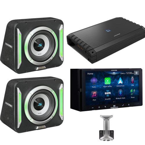 Alpine ILX-W670 Receiver & (2) S2-SB12 PrismaLink™ S2-Series sealed 12" subwoofer with Built-In RGB lighting & S2-A60M Amplifier Bundle - Used, Open Box