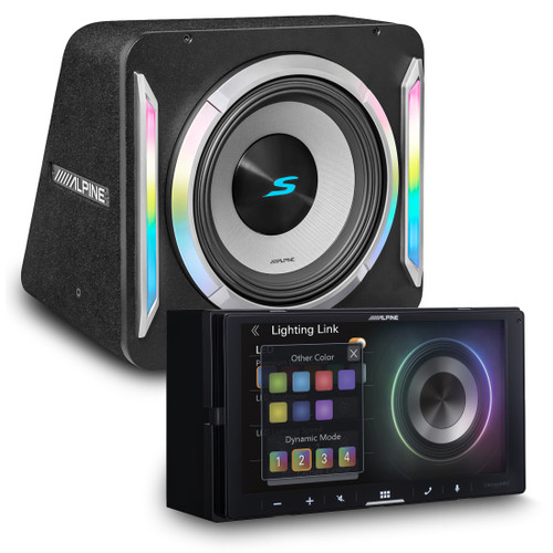 Alpine ILX-W670 Receiver & S2-SB12 PrismaLink™ S2-Series sealed 12" subwoofer with Built-In RGB lighting Bundle - Used, Open Box