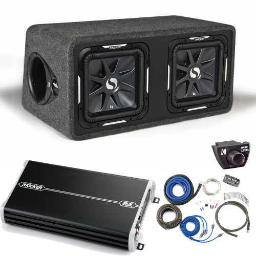 Kicker 11DS12L72 Solobaric Dual 12" Box with 1500 Watt Kicker Amp,Kit,Bass Knob