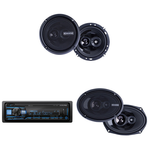 Alpine UTE-73BT Mech-less Bluetooth Receiver w/ Power Reference PRX 6.5" & 6x9" Speakers