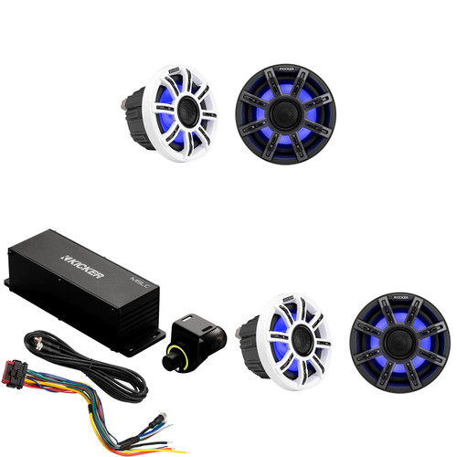 Kicker Premium Marine ( 2 Pair ) 6.5" Coaxial & MSLC RGBW LED Controller w/ Remote