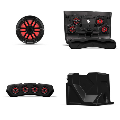 Rockford Fosgate Polaris Ranger Audio Bundle – Roof & Rear Speaker System, 8×8” LED Speakers with 10 Black M1 Sub and Enclosure and 2 Amplifiers Fits 2018+ 2-Door Ranger