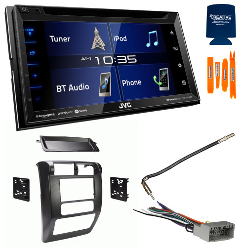 JVC Bundle - JVC KW-V350BT 6.8" Multimedia Receiver with Dash Kit, Wiring Harness and Antenna Adaptor, Compatible with Wrangler, 03-06