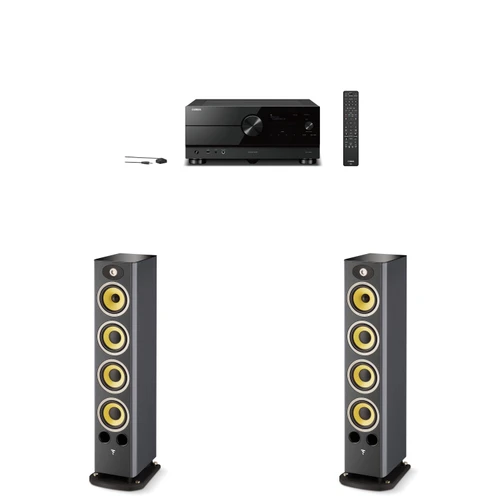 Focal ARIA 936 K2 Ash Grey K2 Power 3-Way Floorstanding Audiophile Tower Speaker (PAIR) and YAMAHA Yamaha RX-A8ABL AVENTAGE 11.2-Channel AV Receiver with 8K HDMI and MusicCast - Used, Very Good