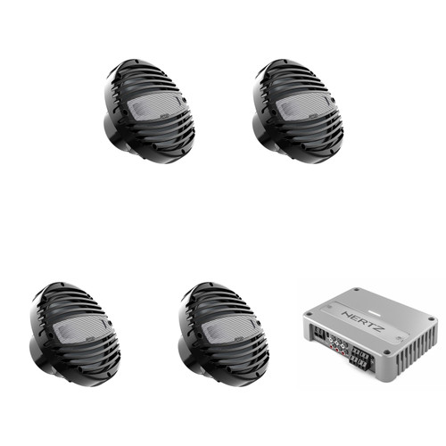 Hertz Marine 8x 6.5" Marine HMX-65-TC & Venezia-Compact-V4 4Ch. Amplifier Bundle