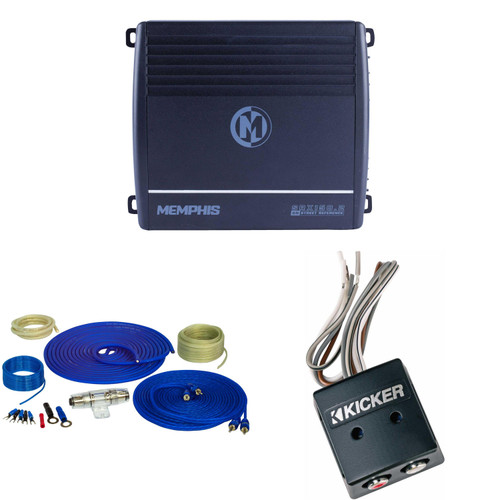 Memphis Audio SRX150.2 Street Reference Series 2-Channel Amplifier - 75 x 2 RMS at 2-Ohms with a 46KISLOC K-Series Interconnect, Speaker To Rca W/ Line-Out Converter and Wiring Kit