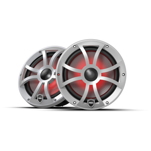 Wet Sounds REVO 8 XS-S V3 - Revolution Series 8" RGB LED Marine Coaxial Speakers with Silver XS Grilles, Pair