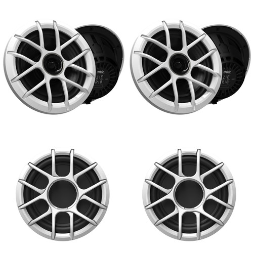 Wet Sounds Marine Zero Series White XZ Grill Boat Speaker Bundle (4) 8" & (2) 10" Subwoofer, Center Console, Bay Boat Upgrade