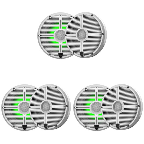 Wet Sounds Marine RECON Series White XW Grill RGB Lighted Boat Speaker Bundle (6) 6.5" COAX, Center Console, Bay Boat Upgrade