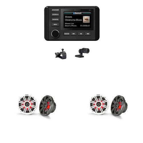 Kicker Marine 6.5" LED Speaker Upgrade Kit for Bennington Pontoon Boats – Coaxial Boat Audio Replacement Set – Premium Sound Upgrade