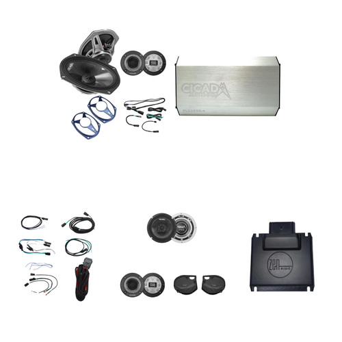Cicada Audio CXK Component Speaker Kits for Fairing and Bag Lid with 2000 Watt FLX Series Amplifier and A2B Converter for 24+ Street Glide