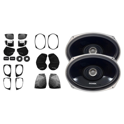 Cicada 6x9" CX Coaxial 2Ω with 24CHDLID Lid Cut-in Kit for 24+ HD Touring