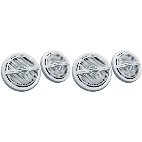 Sony 6.5" Marine Speakers 4 Pack Coaxial Boat Speakers Waterproof White Grille Pontoon Marine Audio System Upgrade