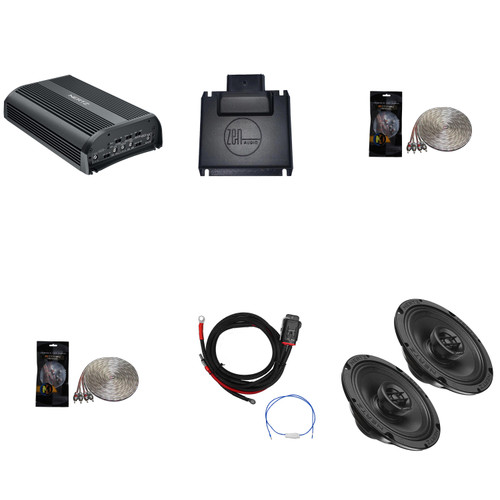 Hertz SPL Stage 1 System with SP-4.900 4 Ch Amplifier plus SX165 Neo Fairing Coax with Plug-n-Play Integration and Amp Kit into a 24+ H.D. Skyline system