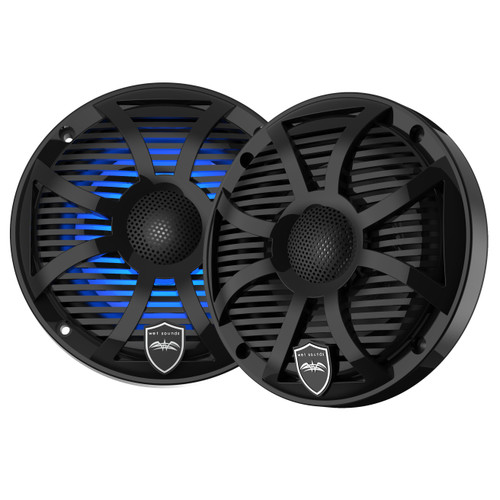Wet Sounds REFURBISHED REVO 6 SW-B V3 - Revolution Series 6.5" RGB LED Marine Coaxial Speakers with Black SW Grilles, Pair