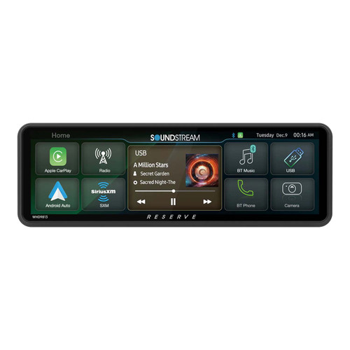 Soundstream Reserve WHD.9813 Plug-N-Play OE Fit WIRELESS Apple® CarPlay® & Android Auto® Headunit  for 1998-2013 Road Glides, Street Glides, 5V Preouts, 7.7" High- Definition QLCD Display, IPX5.