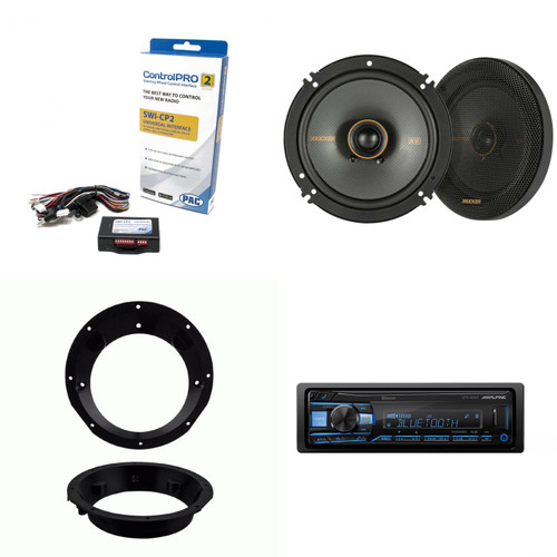 Alpine UTE-83BT Bluetooth Receiver & Handle Bar Control Interface compatible with Harley 1998-2013 & Kicker KSC 6.5" Speakers