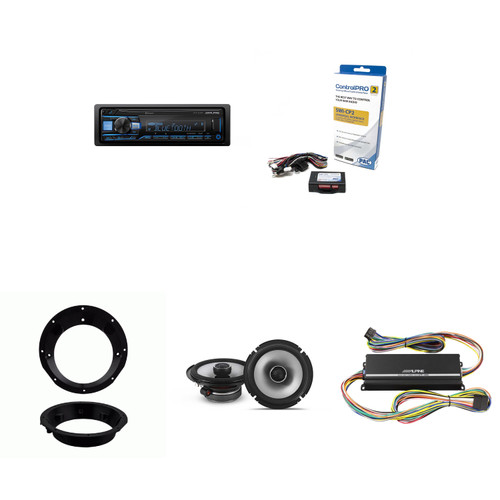 Alpine UTE-83BT Bluetooth Receiver & Handle Bar Control Interface compatible with Harley 1998-2013 & 6.5" S2 Series Speakers Includes Amplifier