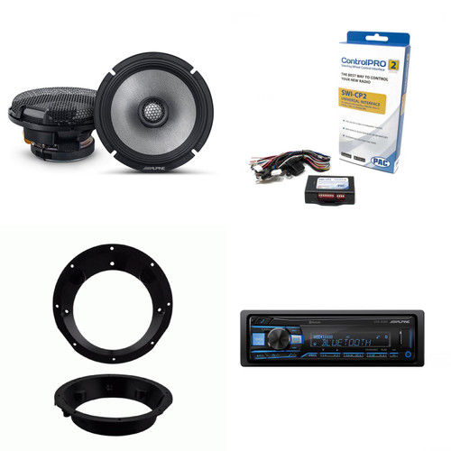 Alpine UTE-83BT Bluetooth Receiver & Handle Bar Control Interface compatible with Harley 1998-2013 & 6.5" R2 Series Speakers