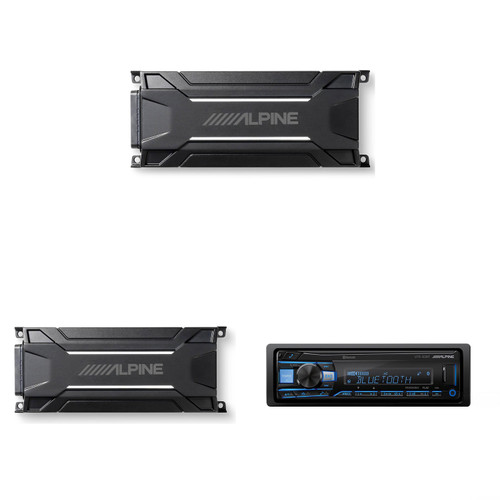 Alpine UTE-83BT Receiver & KTA-30FW 4-Channel & KTA-30MW Mono Weather Resistant Tough Power Pack Amplifier Bundle