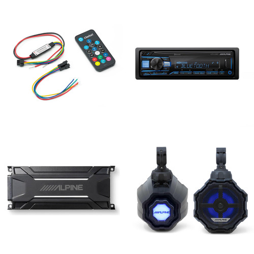 Alpine SPV-65RGB-CAN 6.5” Cage-Mounted Universal Weather-Resistant Coaxial RGB LED Speaker Pods with Amp, Source & Led Remote