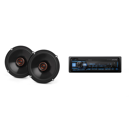 Alpine UTE-83BT Single Din Source Unit w/ REF607FSL Reference Series 6.5" Coaxial Speakers Bundle