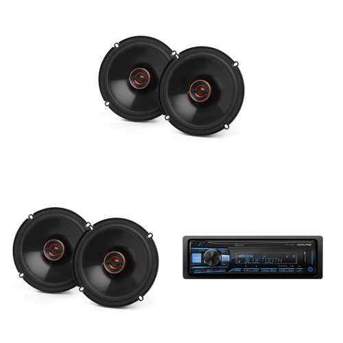 Alpine UTE-83BT Single Din Source Unit w/ ( 2 Pair ) REF607FSL Reference Series 6.5" Coaxial Speakers Bundle